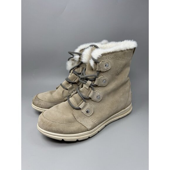 Sorel Winter Boots Womens 11 Explorer Il Joan Beige Suede Faux Fur NL3424-271 - Picture 3 of 8